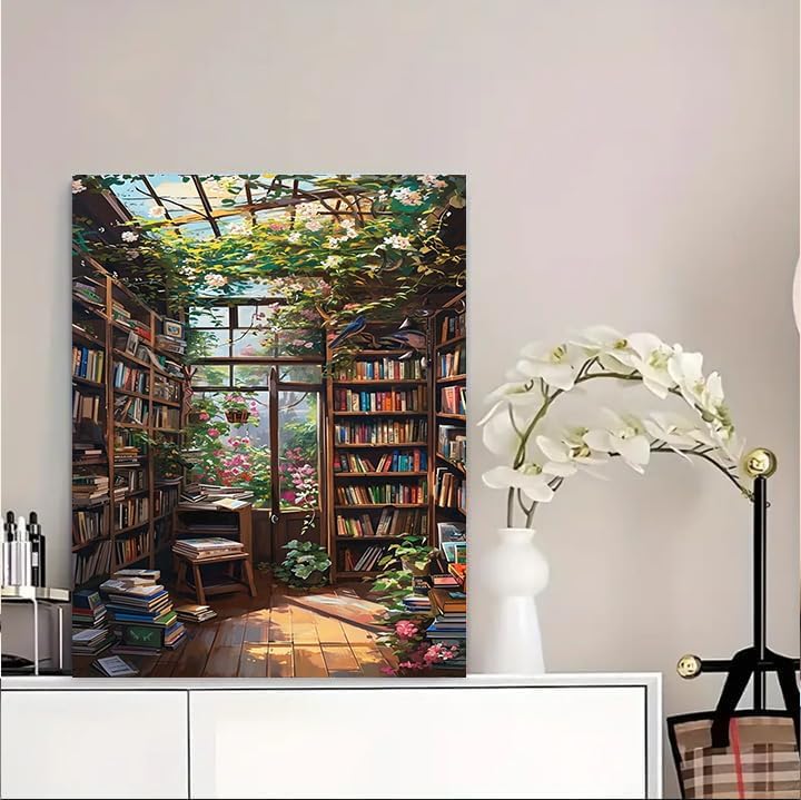 Bookshelf Paint by Number for Adult, Paint by Numbers for Adults Landscape - Image 3