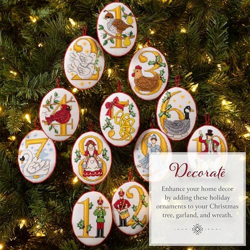 Bucilla Felt Applique 12 Piece Ornament Making Kit, Twelve Days of Christmas, Perfect for DIY Arts and Crafts Projects - Image 3
