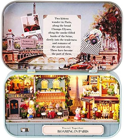 Spilay Dollhouse Miniature with Furniture,DIY Dollhouse Kit Mini Iron Box Theater,1:24 Scale Creative Room Best Birthday Gift for Adult Lover Girl Friend Birthday Gift (Q12) by SpilayDIYDollhouseMiniature