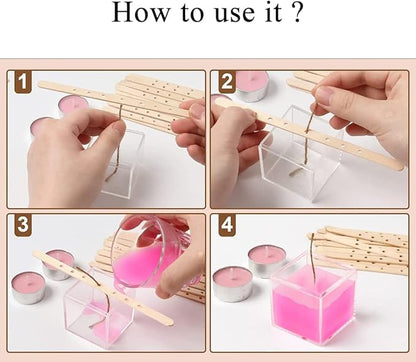 HAHIYO 50PCs 7-Hole Wood Candle Wick Holder Wooden Candle Wick Centering Device Wick Setter Candle Wick Centering Tool for DIY Candle Making Candle Making Supplies Accessories