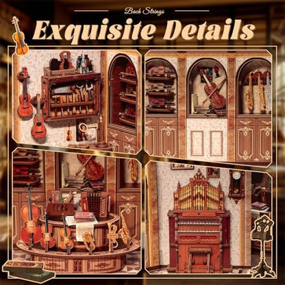 Fsolis Book Nook Kit - Miniature Kit for Adults (Bach Strings) - Image 6