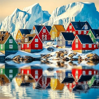 Jiqinsiye Houses Adults Paint by Number Kits,Snow Mountain Painting by Number Kits on Canvas,Large Color by Numbers Adult Watercolor Gifts for Friends Wall Decor by Unknown
