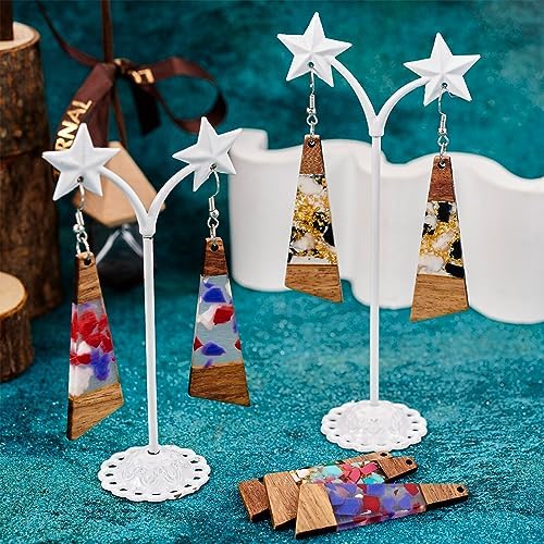 FASHEWELRY 16Pcs Trapezoid Resin Wood Charms Wooden Earring Blanks Geometry Boho Earring Charms Gold Foil Wooden Earring Pieces for DIY Jewelry Making - Image 3