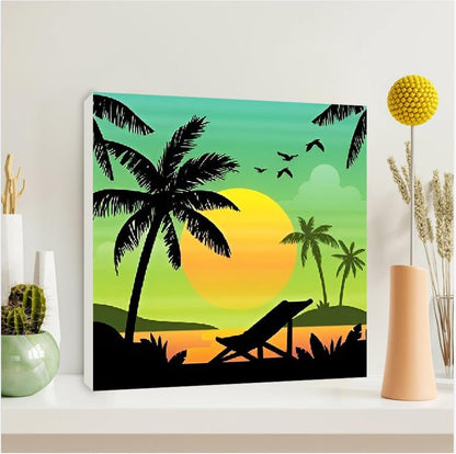 Canrichshop 4 Framed Landscape DIY Paint by Numbers Kit for Adults Beginner,Sunset Easy Painting by Number with Canvas,Acrylic Paint Kit Arts and Crafts for Adults for Decor 8x8inch - Image 3