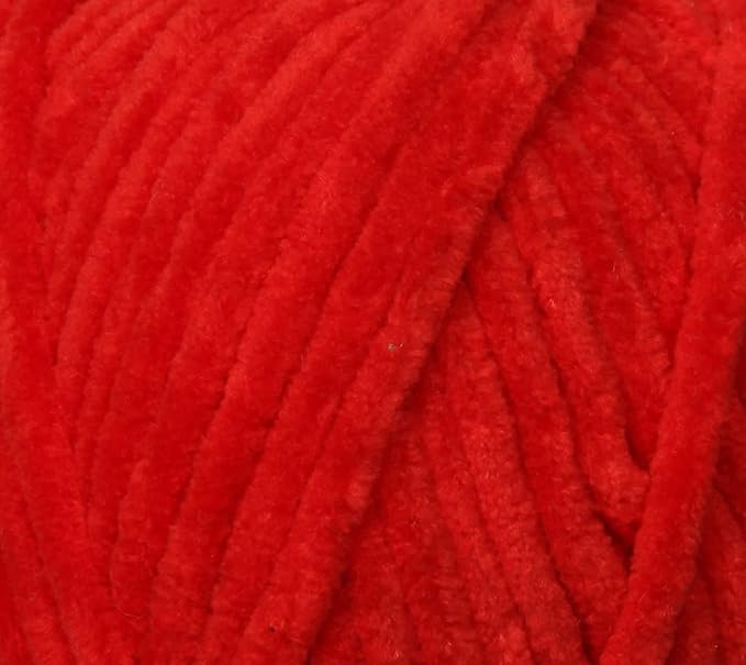 Estako Velvet (3- Skeins Pack) Chenille Blanket amigurumi Yarn for Crocheting and Knitting Super Bulky 3x100 gr (3x132 yds) (1540 - Pomegranate)