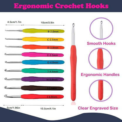 Yarniss Crochet Kits for Beginners,All in One Crochet Kits with 840 Yards Crochet Yarn,Ergonomic Crochet Hooks Set with Yarn for Adults