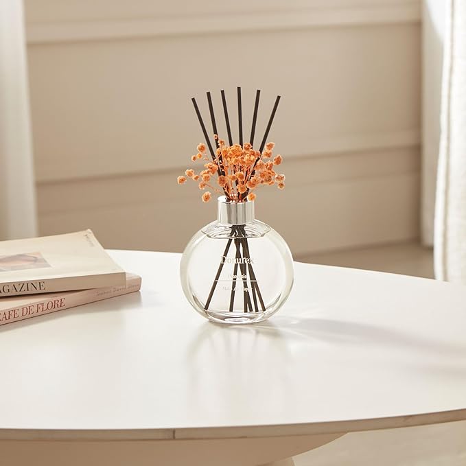 Donurex Flower Reed Diffuser Set 5.07oz Pineapple Scent Diffuser with Sticks Home Fragrance Reed Diffuser for Bathroom Shelf Decor