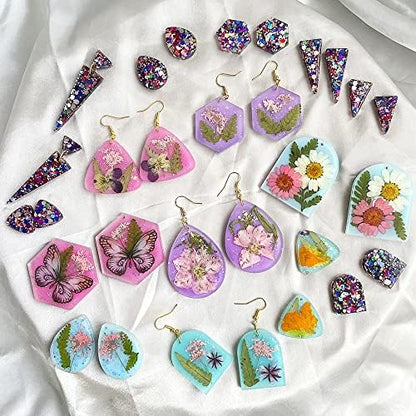 ResinWorld Earrings Molds with Varieties of Shapes and Sizes, 171Pcs Resin Jewelry Making Kit, Stud Dangle Drop Earrings Resin Molds with Hole - Image 3
