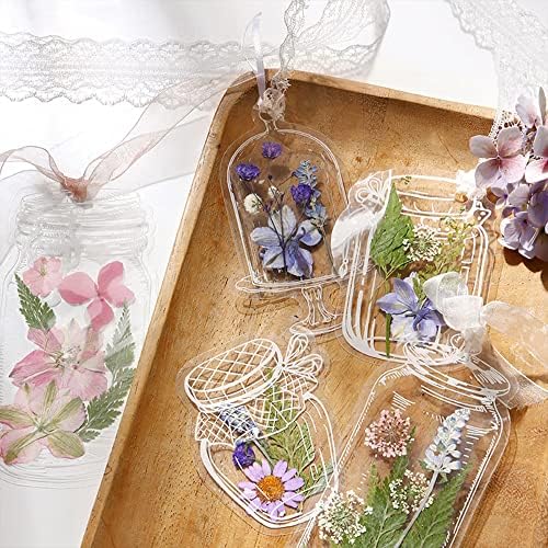 40Pcs Large Size DIY Bookmarks, Kaluofan Transparent Dried Flower Bookmarks, Handmade Dried Flower Bookmarks,Flower Bookmarks Maker, Handmade DIY Transparent Beautiful Flower Page by Kaluofan