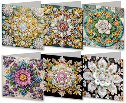 MaiYiYi 6 Packs DIY Mandala Diamond Art Birthday Greeting Cards by MaiYiYi