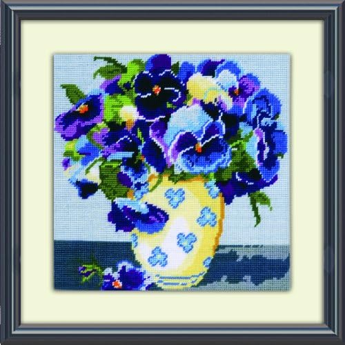 Design Works Crafts 2523 Needlepoint Kit, Pansies, 10" X 10" Needlepoint Kit, Pansies by Design+Works+Crafts