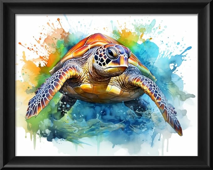 Leczany Cross Stitch Stamped Kit for Adults - Colored Turtle | DIY Embroidery Starter Patterns Craft Kit Needlepoint for Beginner | 11CT, 3 Strands | 16.5x13 inches