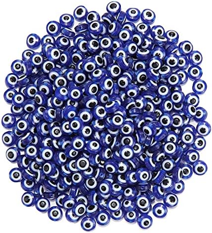 200pcs 8mm Evil Eye Beads Royal Blue Resin Lampwork Evil Eye Beads with Elastic Rope for DIY Crafts Making Accessories(Royal Blue) - Image 3