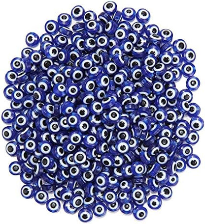 200pcs 8mm Evil Eye Beads Royal Blue Resin Lampwork Evil Eye Beads with Elastic Rope for DIY Crafts Making Accessories(Royal Blue) - Image 3