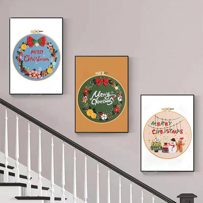 Konrisa Embroidery Kits Merry Christmas Pattern Embroidery Starter Kits for Adults Beginner DIY Sewing Needlepoint Cross Stitch Practice Kit Christmas Home Decoration Handmade Gifts - Image 6