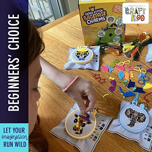 Safari Cross Stitch Kits for Kids - 5 Stamped Beginner Needlepoint Sets - Image 5