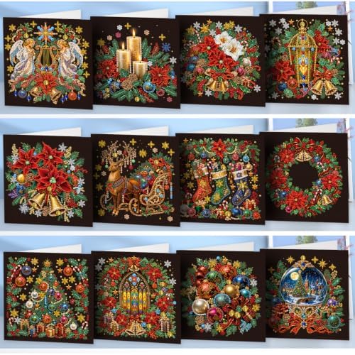 LAKEQUILL DIY Diamond Art Painting Greeting Kit, 12 Pieces, Creative Craft Set，Christmas - Image 4