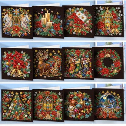 LAKEQUILL DIY Diamond Art Painting Greeting Kit, 12 Pieces, Creative Craft Set，Christmas - Image 4