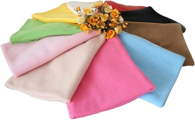 RayLineDo® 10PCS 50 * 50cm Solid Color Knitted Polar Fleece Fabric Anti Pill Fabric Patchwork Polyester Plush Fleece Cloth for DIY Sewing Handmade Dolls