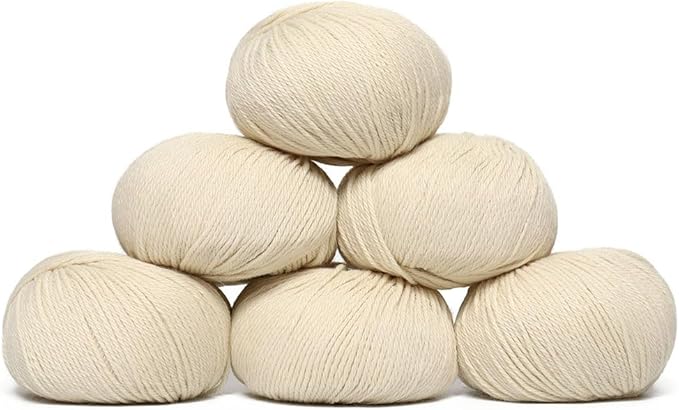 100% Baby Alpaca Yarn Wool Set of 6 Skeins (300 Grams) DK Weight - Made in Peru - Heavenly Soft and Perfect for Knitting and Crocheting (Ivory, DK - 6 Skeins)