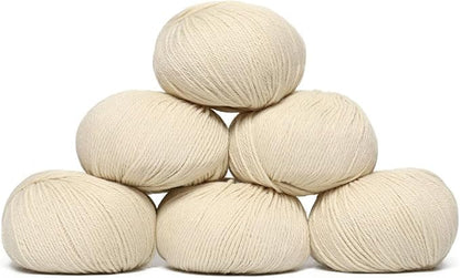 100% Baby Alpaca Yarn Wool Set of 6 Skeins (300 Grams) DK Weight - Made in Peru - Heavenly Soft and Perfect for Knitting and Crocheting (Ivory, DK - 6 Skeins)