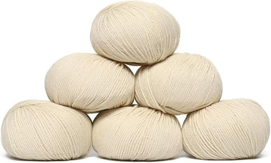 100% Baby Alpaca Yarn Wool Set of 6 Skeins (300 Grams) DK Weight - Made in Peru - Heavenly Soft and Perfect for Knitting and Crocheting (Ivory, DK - 6 Skeins)