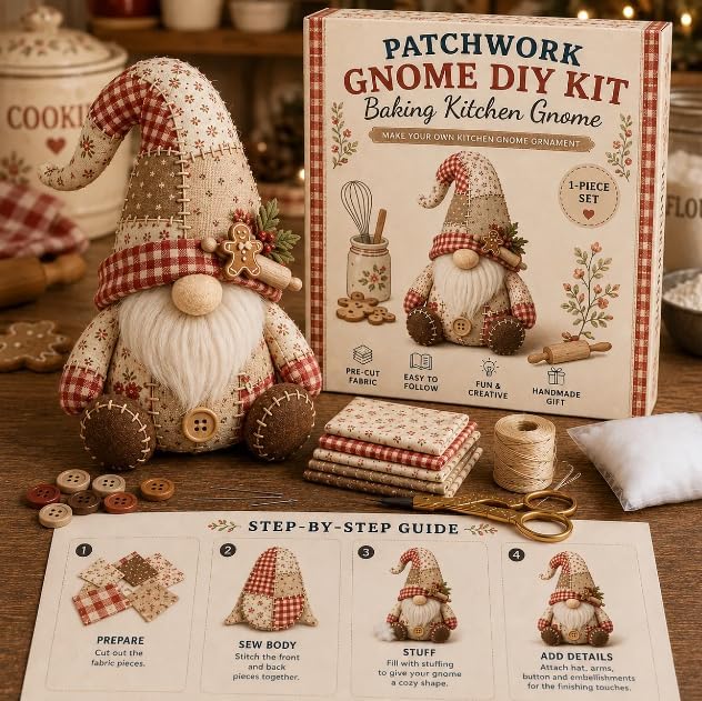 TREBIN DIY Patchwork Animal Kit, Fabric Sewing Set for Adults, Handmade Patchwork Craft Set for Decorative Gnome Halloween Christmas Ocean Animal Home Decor Project (Vintage Floral Gnome) by TREBIN