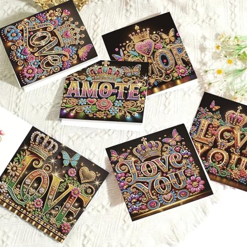 C'eitura 6Pcs Inspirational Word DIY Diamond Art Painting Greeting Cards Kit | Thank You Hello Congrats Blessings Cards | All Occasion Positive Message Blank Note Cards for Kids & Adults - Image 7