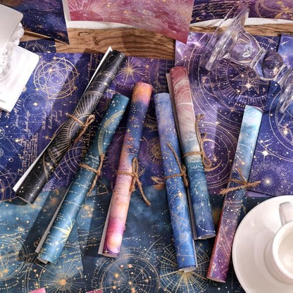 icceemee 160 Sheets of Starry Sky Scrapbook Paper, journaling Scrapbook Supplies Craft Collage Paper Set, Junk Journal Bullet Journal Poster Room Decor for Card Making Decorative Gifts - Image 2