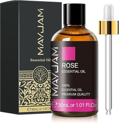 Rose Essential Oil 30ML/ 1.01FL.OZ, MAYJAM Pure Aromatherapy Rose Oil for Massage, Diffuser, Soap Making, Long Lasting Scents