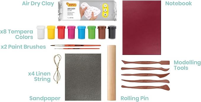 Jovi | Pottery Kit | Birds, 1.1 lb White Air Dry Clay, Tempera Paints, Sculpting Tools | Step-by-Step Guide, Non-Toxic, No Oven Needed | Creative Pottery Experience for Adults, Beginners