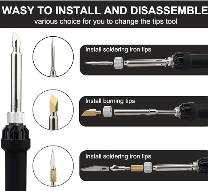Wood Burning Kit, WoodBurning Tool Adjustable Temperature 200~450 ℃ Pyrography Kit for Adults Beginners (Bue)