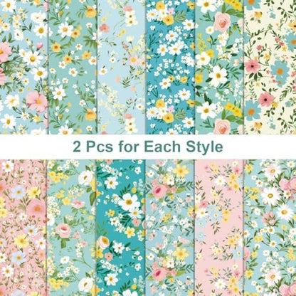 24 Sheets Small Floral Pattern Paper, 6" x 6" Square Craft Paper for Scrapbook, Crafts, DIY Card Making, Photo Album, Junk Journal, Decor - Image 3