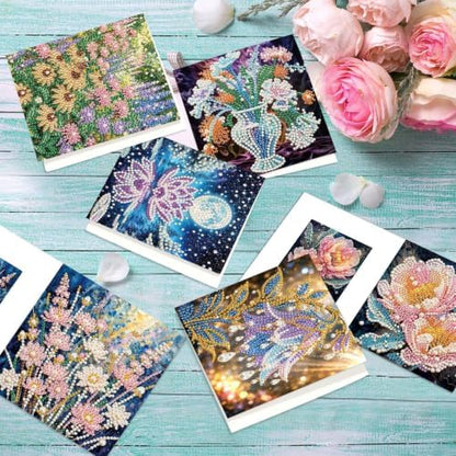 Artiphile DIY Pearl Art Painting Greeting Card Set Crafts Decor 6-Piece Foldable Cards Kit with Envelopes and Tools for Holiday Wishes Adult Crafting Project-Flowers - Image 5
