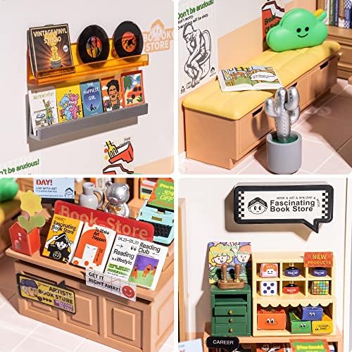 Rolife LED Building Blocks for Adults,1:24 Toy Building Sets,Model Building Kits for Kids Ages 8-12-15,DIY Miniature Dollhouse Kits for Adults,Hobbies for Women Men (3.Fascinating Book Store) - Image 3