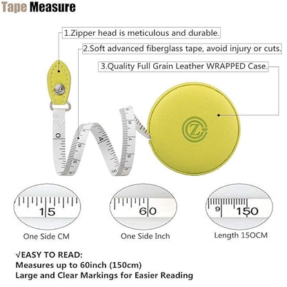 Sewing Tape Measure, Medical Body Cloth Tailor Craft Dieting Measuring Tape, 79 Inch/2 M Dual Sided Retractable Ruler with Push Button Round(1 Pack, Green)