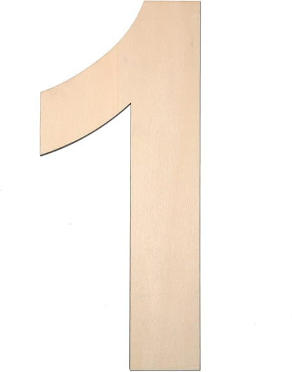 12 Inch Wooden Number 1, 1/4 Inch Thick Large Unfinished Wood Letter for DIY Crafts Home Wall Decor