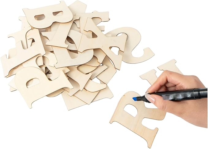 156pcs 4in Wooden Letters Craft Set Cute Letter Shapes for Home Decor and DIY Projects (4IN)