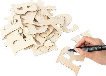 156pcs 4in Wooden Letters Craft Set Cute Letter Shapes for Home Decor and DIY Projects (4IN)