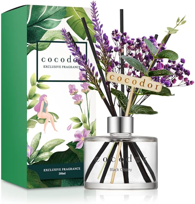 COCODOR Lavender Reed Diffuser/Black Cherry / 6.7oz(200ml) / 1 Pack/Home Decor & Office Decor, Fragrance and Gifts