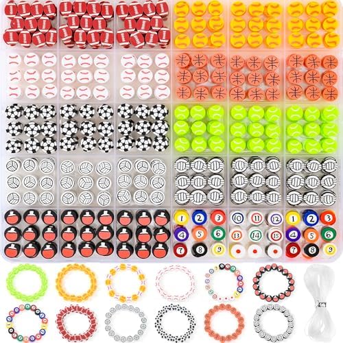 600pcs Sports Polymer Clay Beads Kit Athletic Ball Beads for Jewelry Making by Richginker