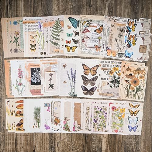 Knaid Vintage Scrapbook Supplies Pack (200 Pieces) for Junk Journal Bullet Journals Planners Botanical Paper Stickers Craft Kits Aesthetic Cottagecore Collage Album (Nature) - Image 4
