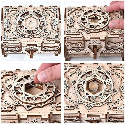 Varbertos 3D Wooden Puzzle Mechanical Treasure Box, Wood Creative Assembly Model Building Kits to Build for Adults and Teens, DIY Wooden Puzzle Hobbies Projects Gift for Women and Kids - Image 4