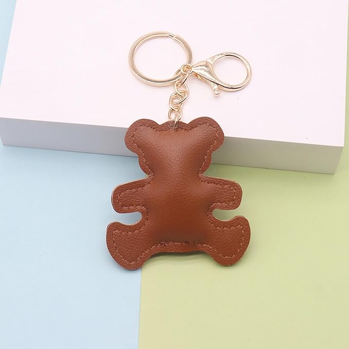 Bear Keychain For Women, Leather Unisex Couple Set Cartoon Used For Wallets And Handbags Charm Gift Accessories