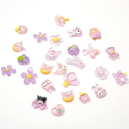 60pcs Slime Charms Cute Set for Crafts, Resin Set Ornament Scrapbooking, 3D Flatback Cute Embellishments for Scrapbook and Mini Decorations (Purple)