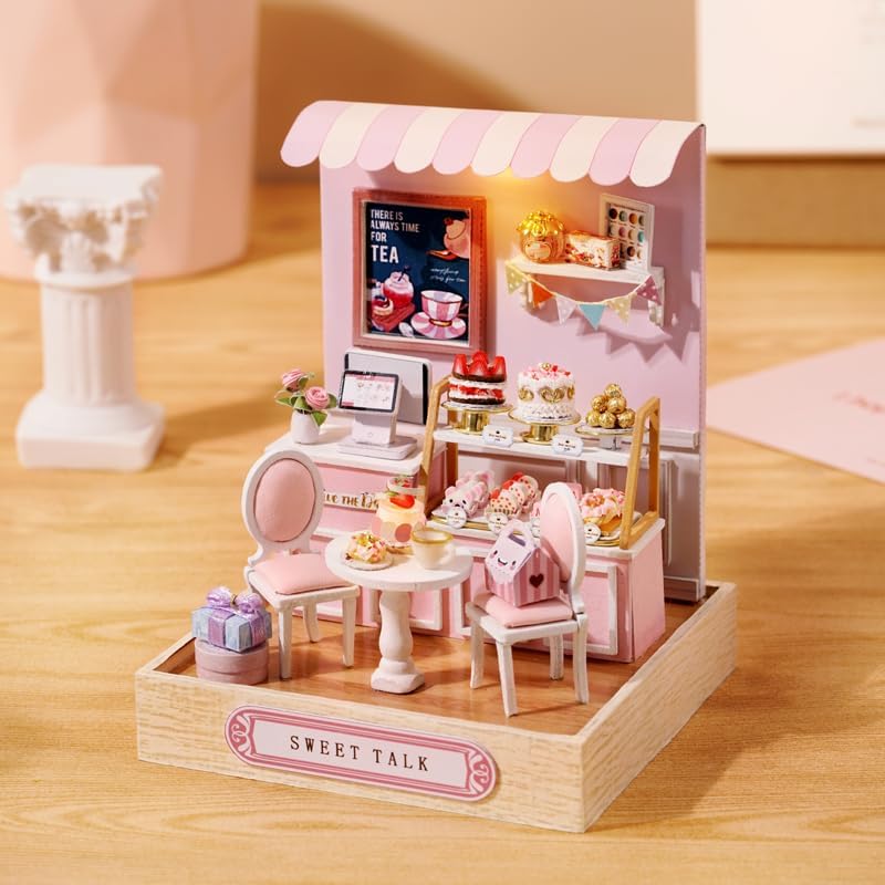 DIY Miniature Dollhouse Kits - Wooden Mini Model House with LED Lights, Tiny Furniture & Accessories – Craft Building Kits for Adults (Sweet Talk) – Birthday Valentine's Gift - Image 4