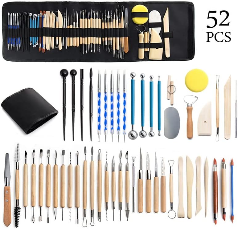Clay Tools 52PCS Pottery Tools Clay Sculpting Tools Polymer Clay Tools Kit Ceramic Tools for DIY Handcraft Modeling Clay Carving Tools Set - Image 6