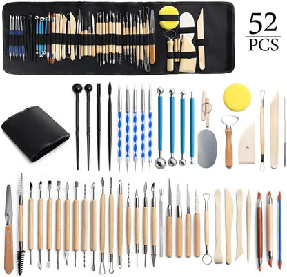 Clay Tools 52PCS Pottery Tools Clay Sculpting Tools Polymer Clay Tools Kit Ceramic Tools for DIY Handcraft Modeling Clay Carving Tools Set - Image 6