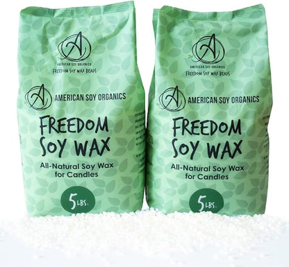 American Soy Organics Freedom Soy Wax Beads for Candle Making - Natural Candle Making Supplies - Paraffin-Free, Beeswax-Free Candle Wax for Container Candles, Tealights and Wax Melts, 10 lbs