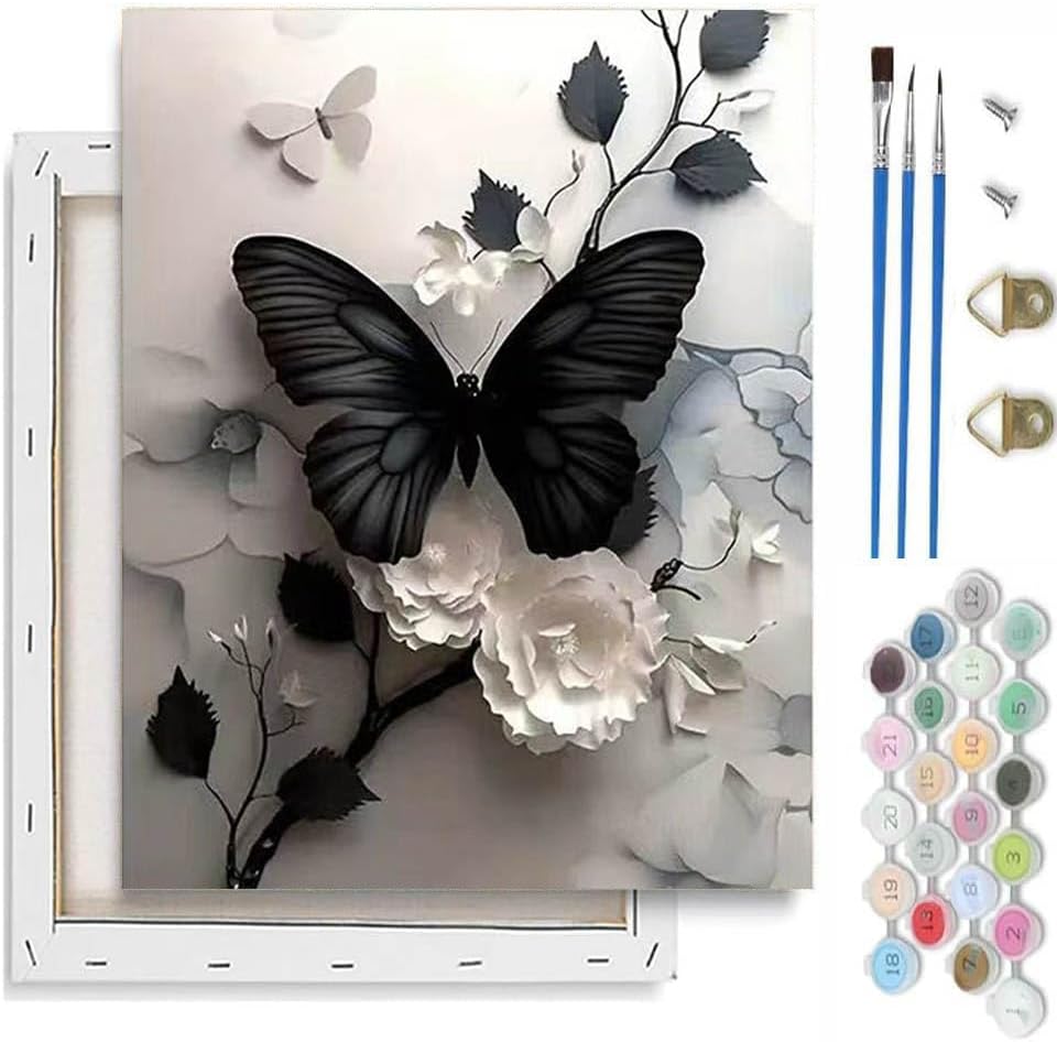 VIGEGU Butterfly Paint by Numbers Kit for Adults Beginner with Framed by VIGEGU